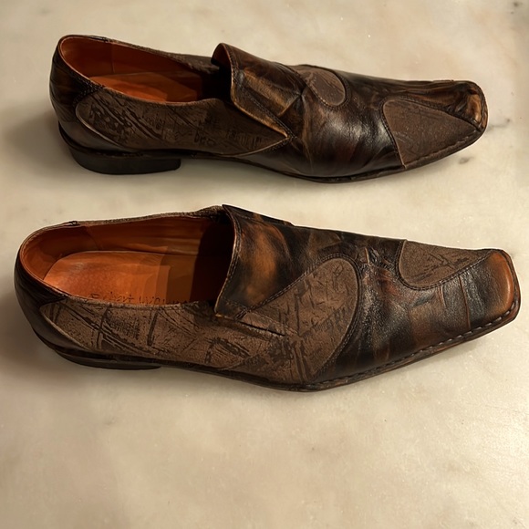 Robert Wayne men’s leather shoes; stylish and exotic; multi-colored rustic/black - Picture 2 of 8